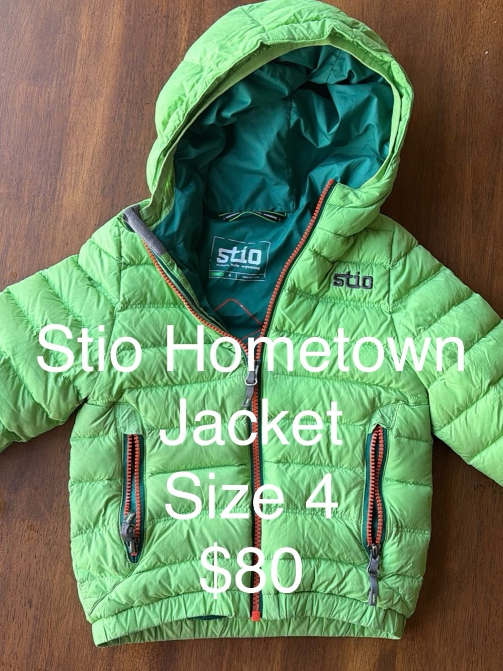Stio Lime Green Hometown Hooded Puffer Jacket